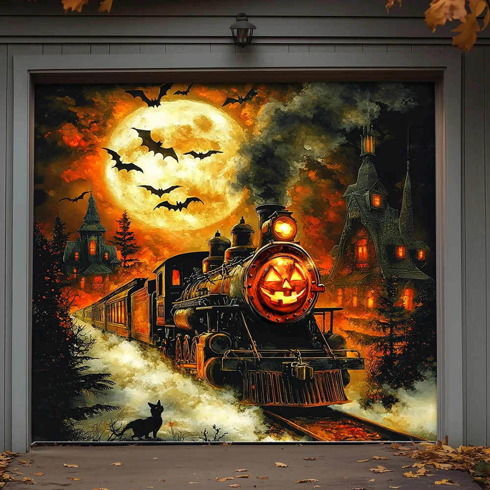 Halloween Garage Door Banner Decoration Pumpkin Express Halloween