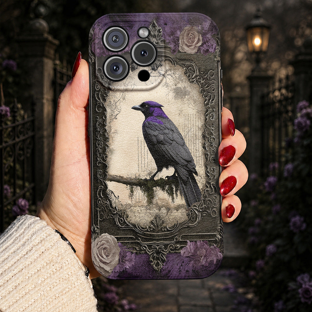 Gothic Leather Phone Case Violet Raven