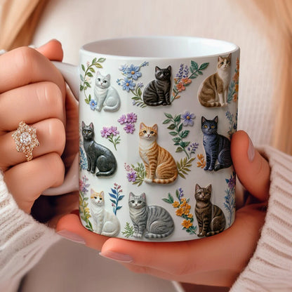 Cat 11Oz Mug Charming Floral Cats