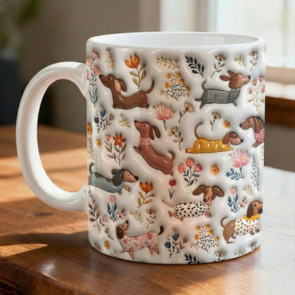 Dachshund 11Oz Mug Happy Field Flowers