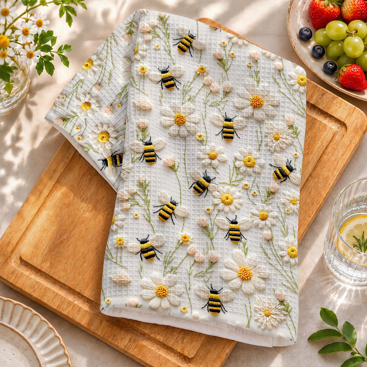 Bee Kitchen Towel Honeybee Daisy Meadow