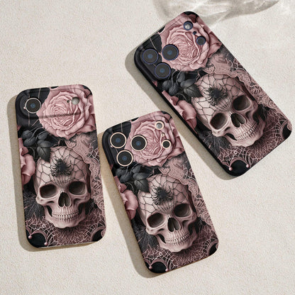 Skull Leather Phone Case Rose Beneath the Web