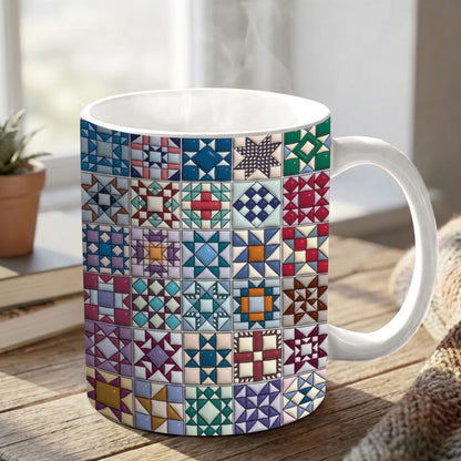 Sewing Lover Ceramic Mug Traditional Quilt Blocks