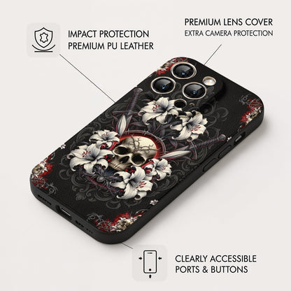 Gothic Leather Phone Case The Vow Skull