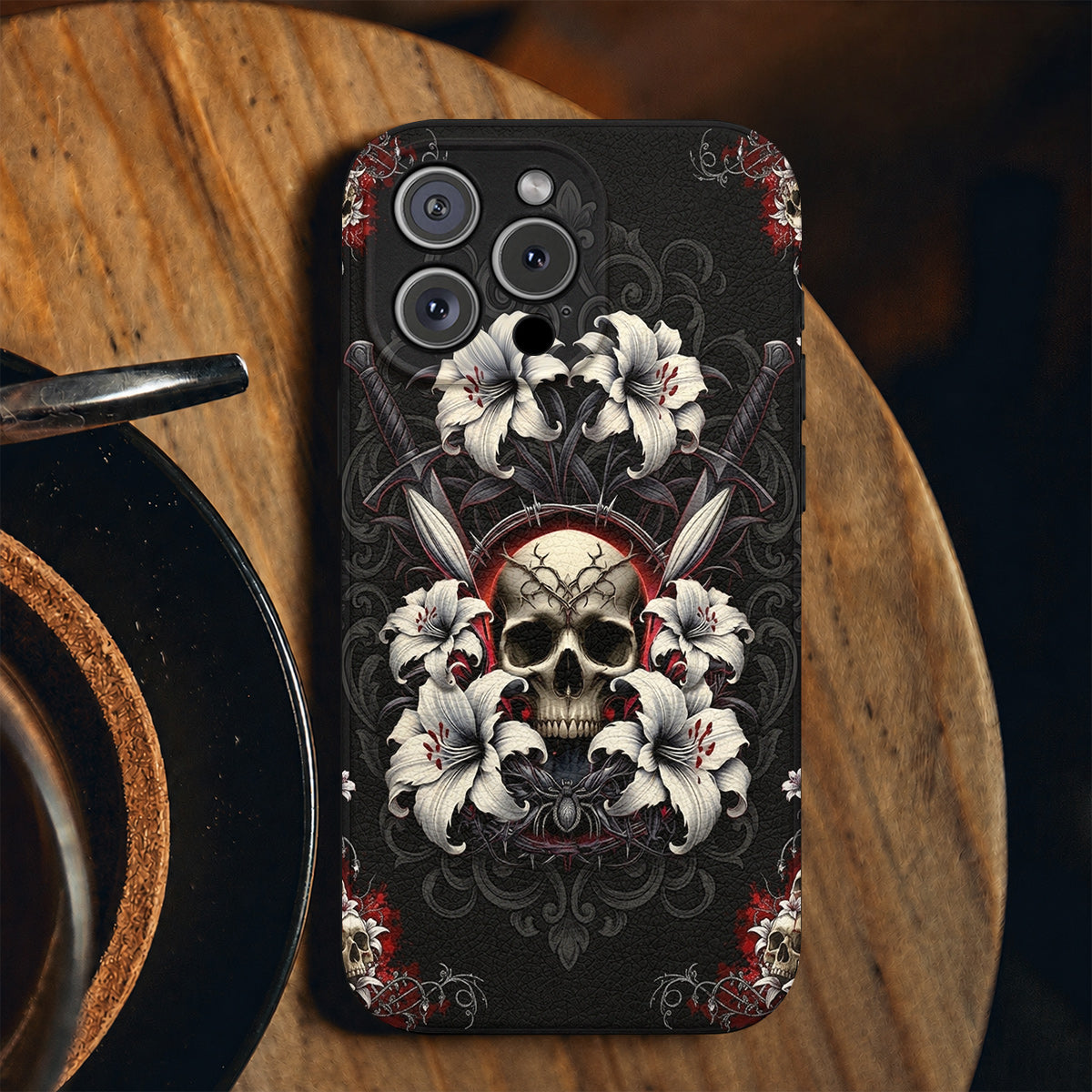 Gothic Leather Phone Case The Vow Skull