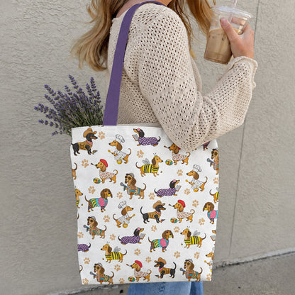 Dachshund Canvas Tote Bag Dashing Dachshund Dreams