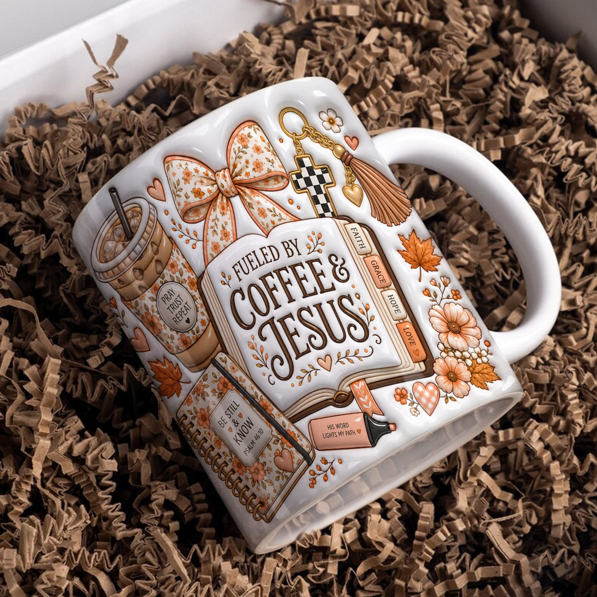 Autumn Ceramic Mug Fueled By Coffee & Jesus
