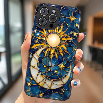 Celestial Phone Case Golden Sun & Crescent Moon