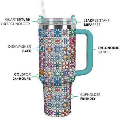 Sewing Lover 40 oz Tumbler Traditional Quilt Blocks