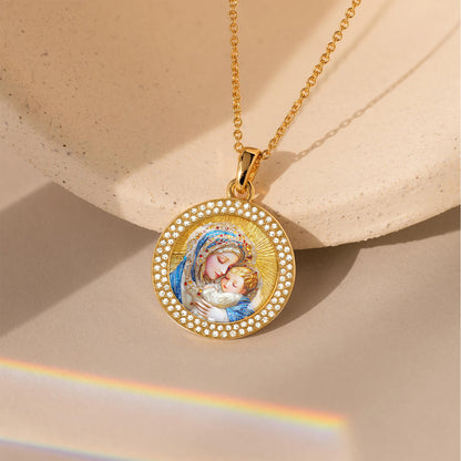 Virgin Mary Pendant Necklace Holy Embrace