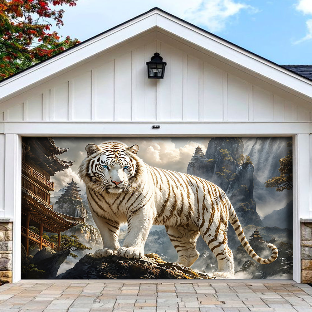 Garage Door Banner Decoration - White Tiger of the Sacred Mountains