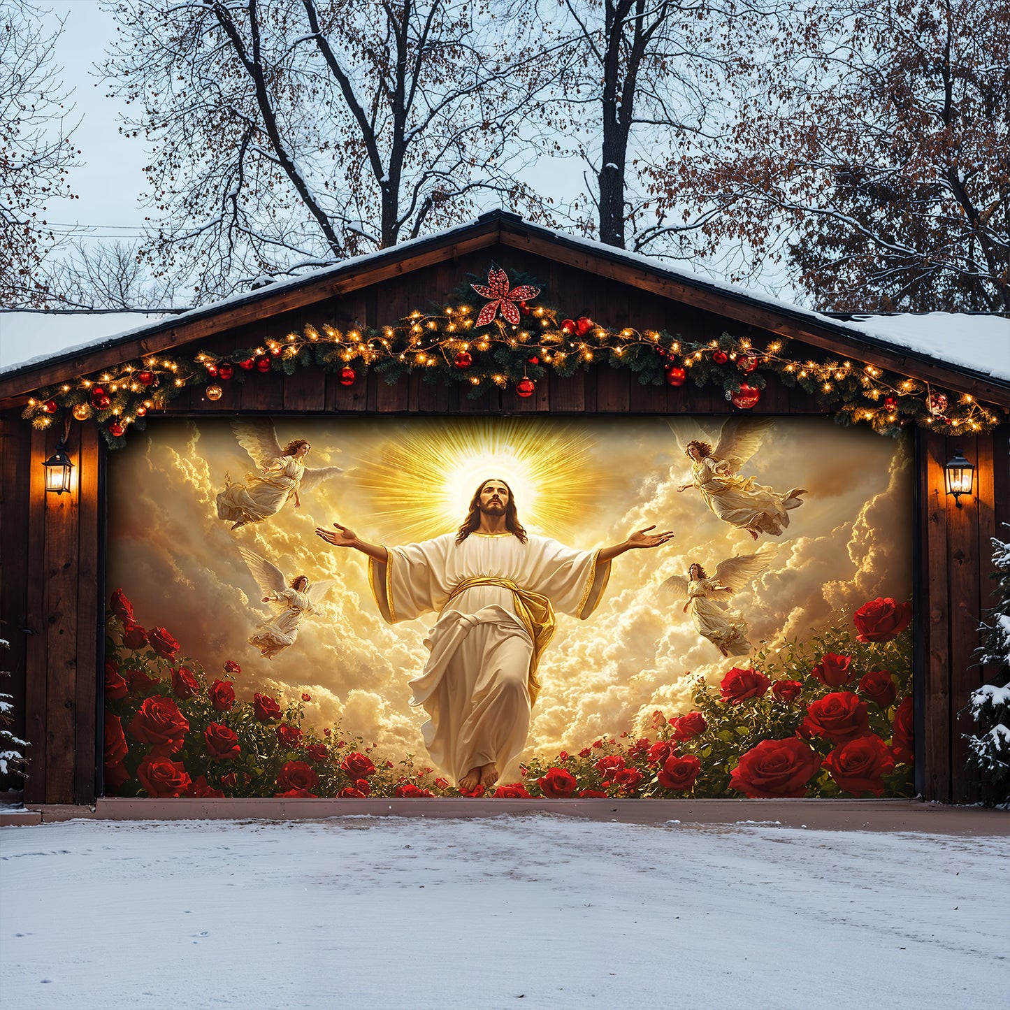 God Garage Door Banner Decoration - The Ascension of Jesus Christ