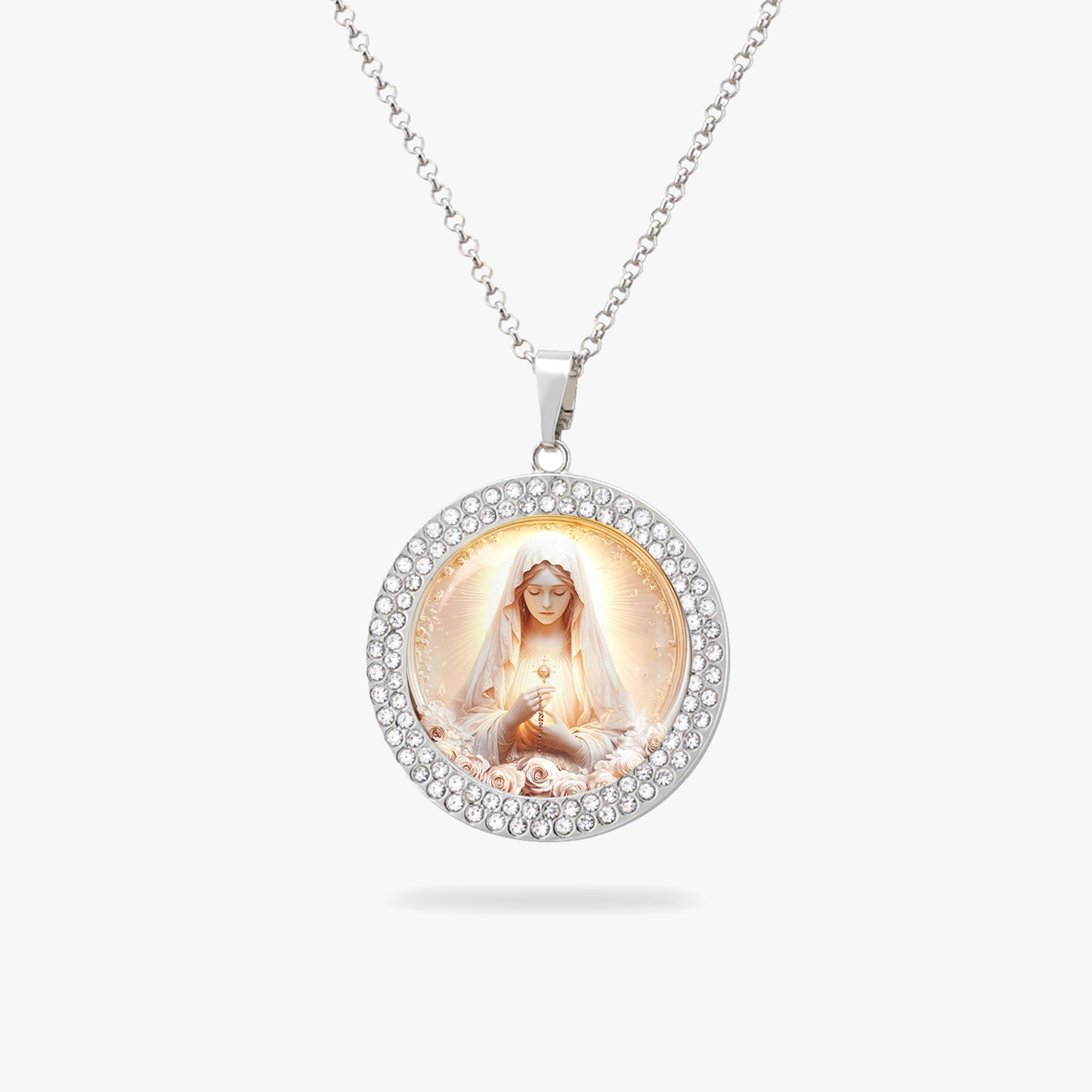 Virgin Mary Pendant Necklace Rose Of The Divine