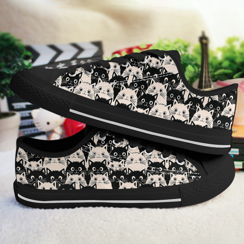 Cat Women's Low Top Shoes Cute Fat Cats