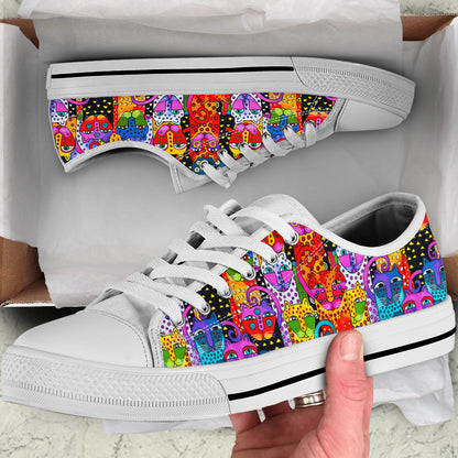 Cat Women's Low Top Shoes Abstract Cats