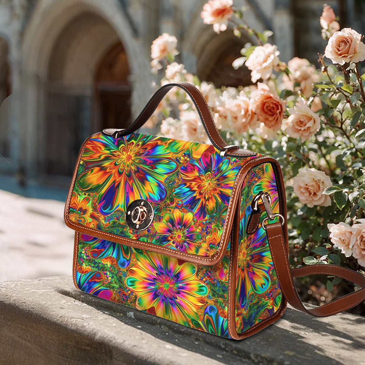 Hippie Satchel Handbag Rainbow Reverie