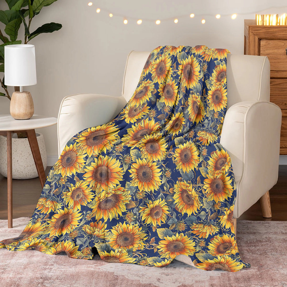 Sunflower Fleece Blanket Gorgeous Sunflowers