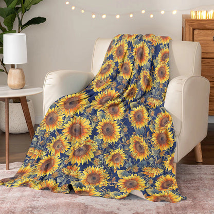 Sunflower Fleece Blanket Gorgeous Sunflowers