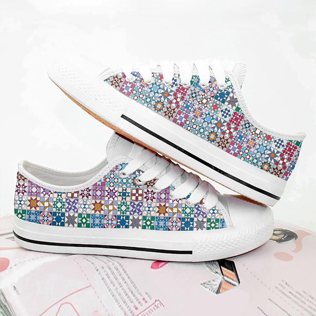 Sewing Lover Women's Low Top Shoes Traditional Quilt Blocks