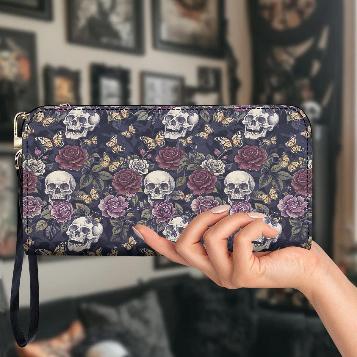 Skull Leather Wallet Eternal Bloom