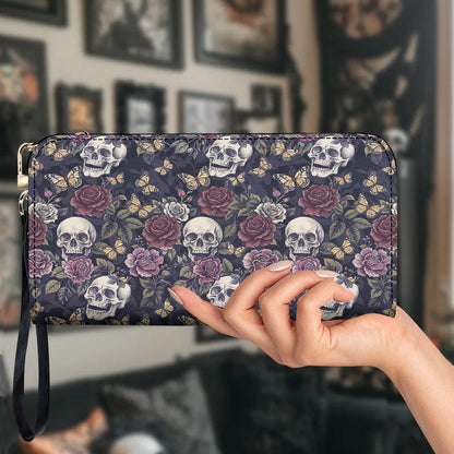 Skull Leather Wallet Eternal Bloom