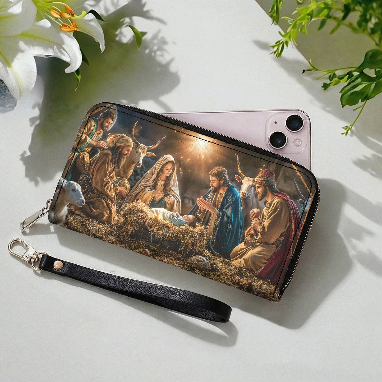 God Leather Wallet A Holy Night in Warm Light
