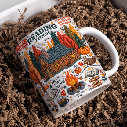 Book Ceramic Mug Autumn Cabin Bookish Escape