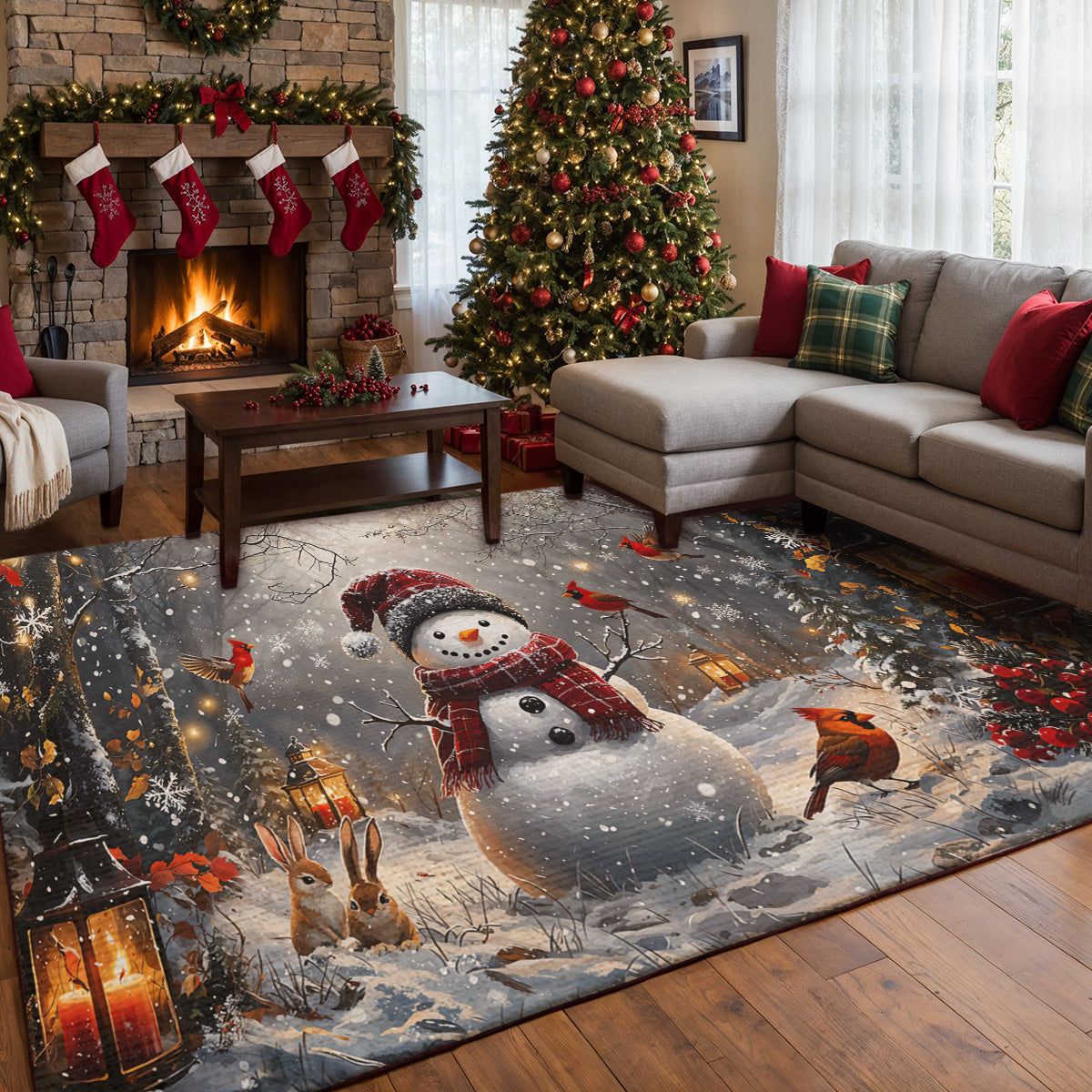 Christmas Area Rug Christmas in the Quiet Woods Winter Blessings