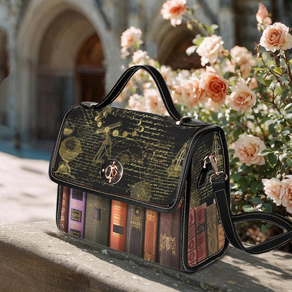 Book Satchel Handbag Old Books Galileo Manuscript Black