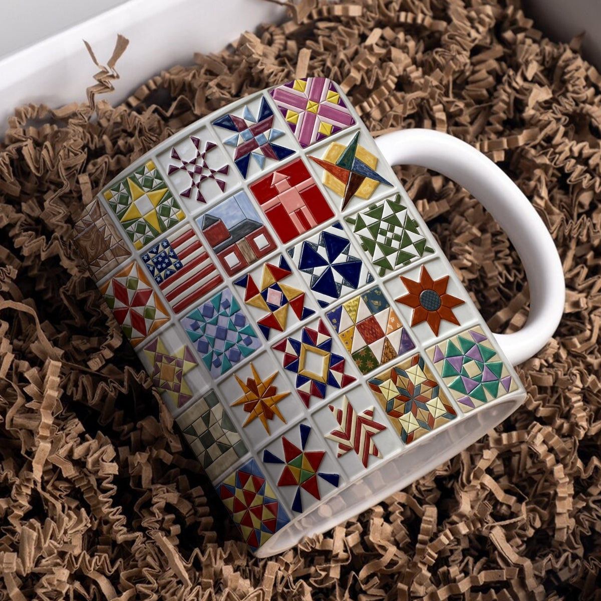Sewing Lover Ceramic Mug Vintage Quilt Blocks