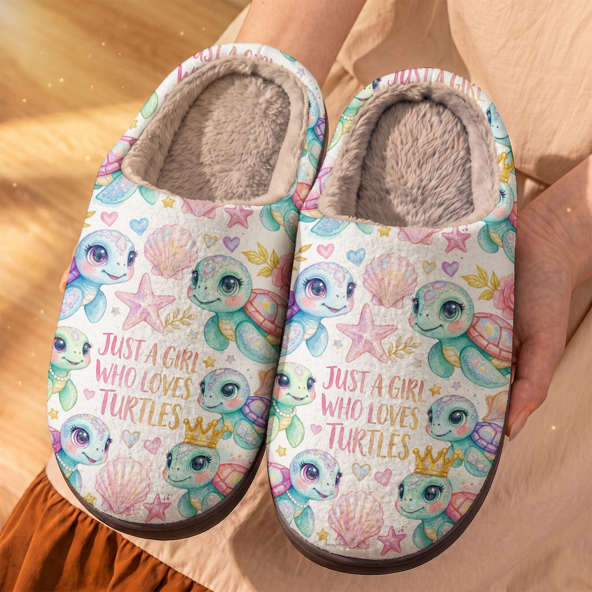 Just A Girl Who Loves Turtles Lined Slippers