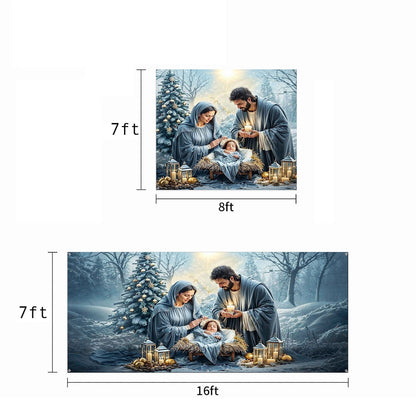 Winter Garage Door Banner Decoration -  Silent Night Nativity