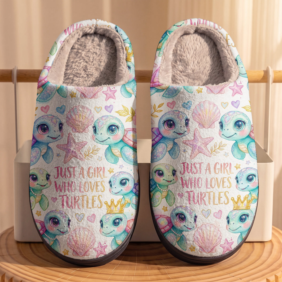 Just A Girl Who Loves Turtles Lined Slippers