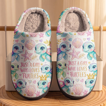 Just A Girl Who Loves Turtles Lined Slippers