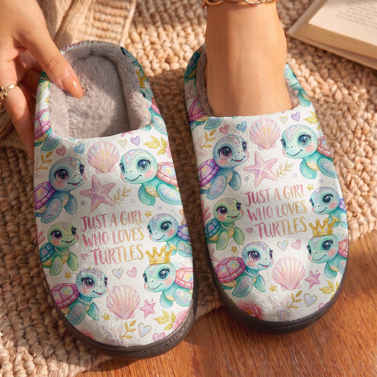 Just A Girl Who Loves Turtles Lined Slippers
