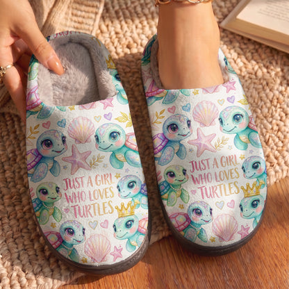 Just A Girl Who Loves Turtles Lined Slippers