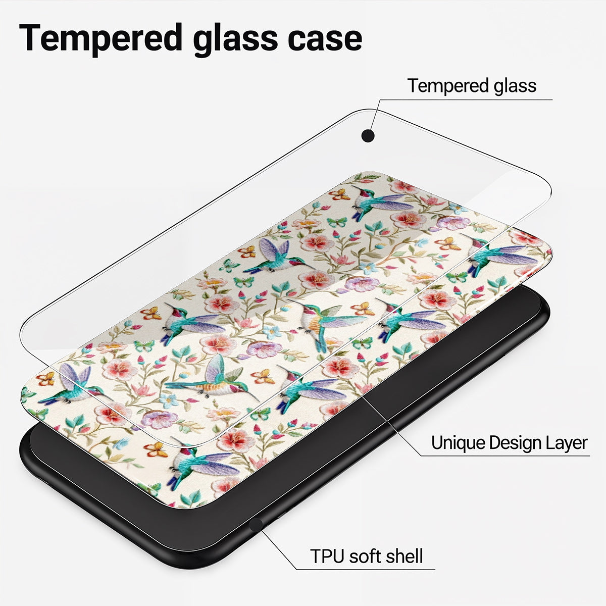Nature Garden Lovers Phone Case Hummingbird Floral Garden Grace