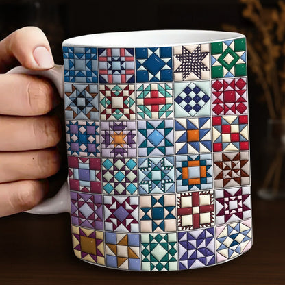 Sewing Lover Ceramic Mug Traditional Quilt Blocks