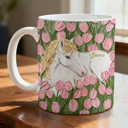 Personalized Horse Ceramic Mug Tulip Meadow Horse