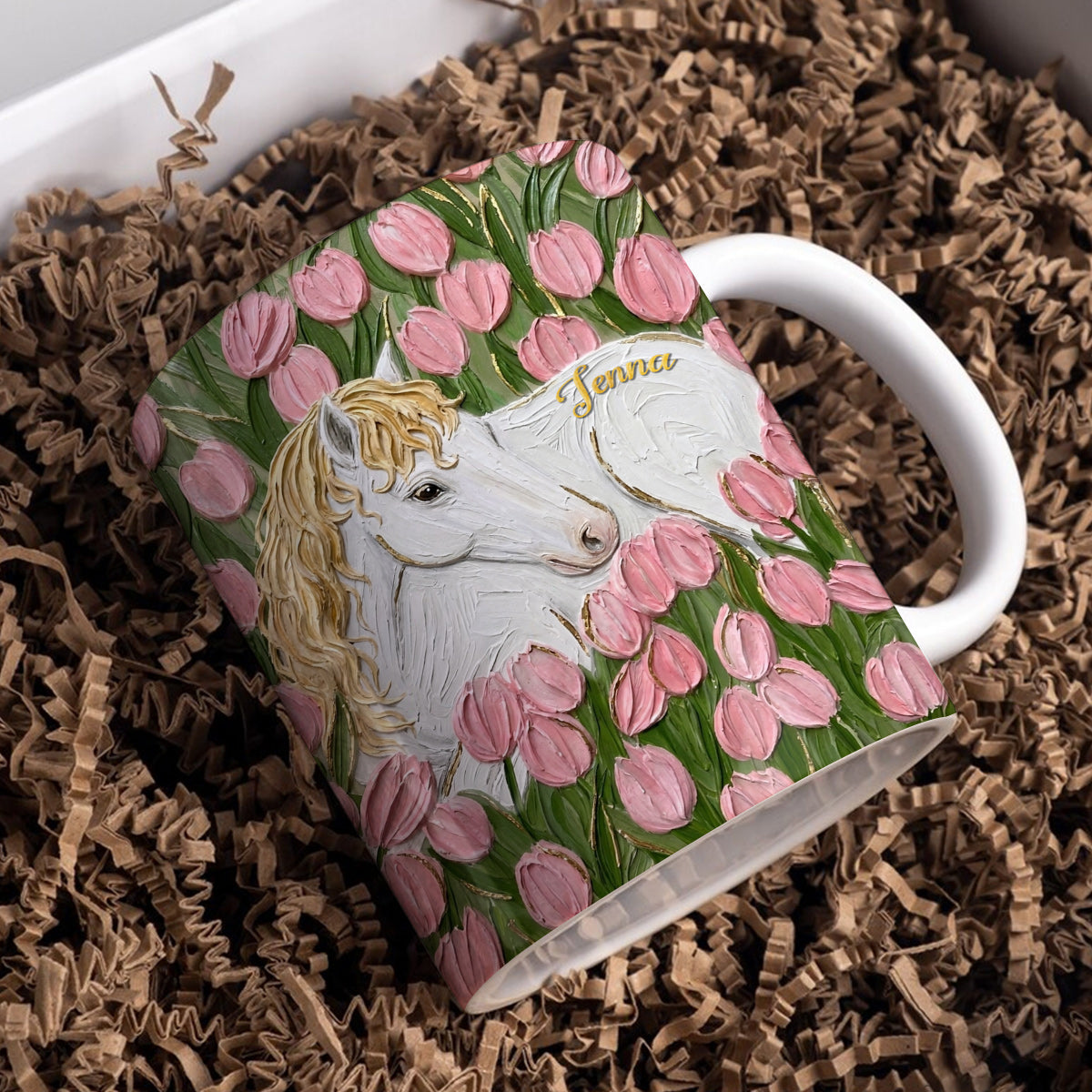 Personalized Horse Ceramic Mug Tulip Meadow Horse
