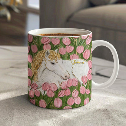 Personalized Horse Ceramic Mug Tulip Meadow Horse