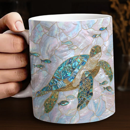 Sea Turtle Ceramic Mug Ocean Pearl Sea Turtle