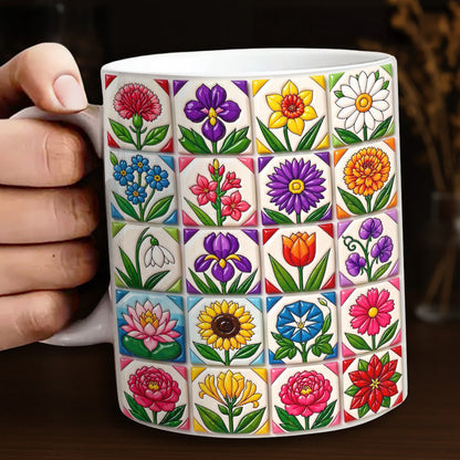 Floral Patchwork 11Oz Mug Every Month Holds Blossoms