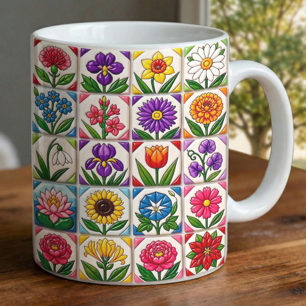 Floral Patchwork 11Oz Mug Every Month Holds Blossoms