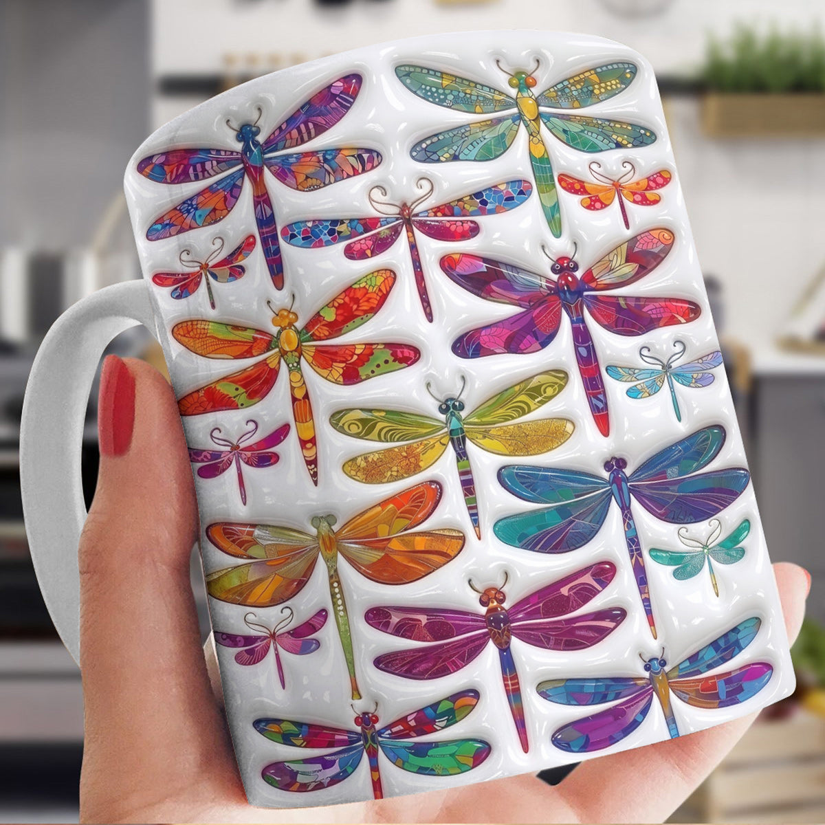 Dragonfly 11Oz Mug Puffy Radiant Dragonfly Garden Symphony