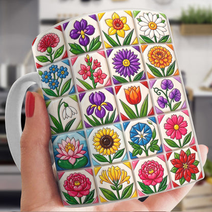 Floral Patchwork 11Oz Mug Every Month Holds Blossoms
