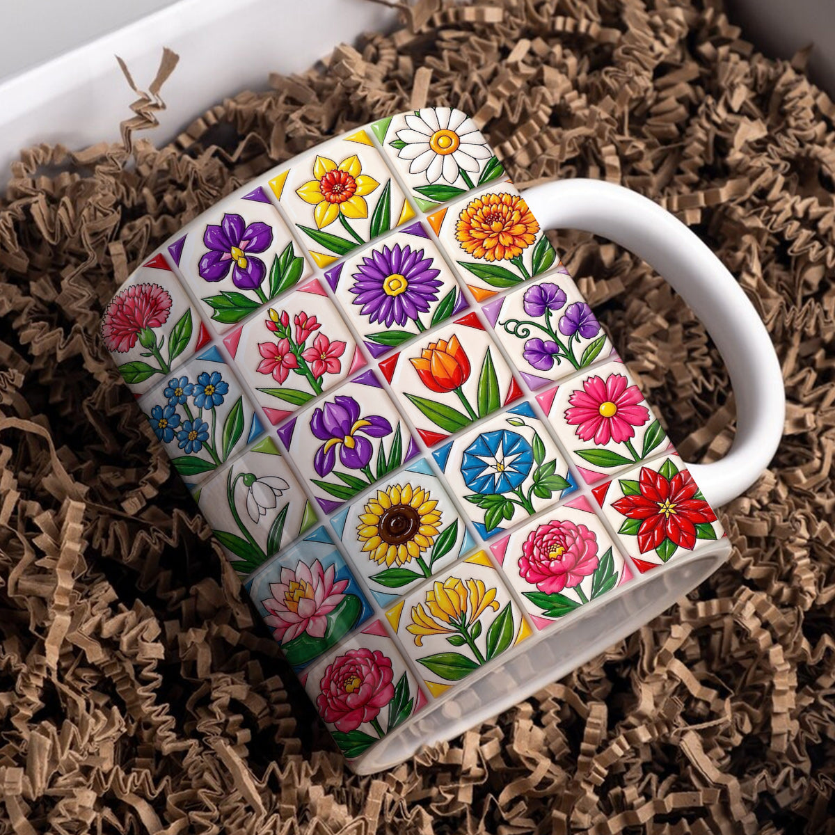 Floral Patchwork 11Oz Mug Every Month Holds Blossoms