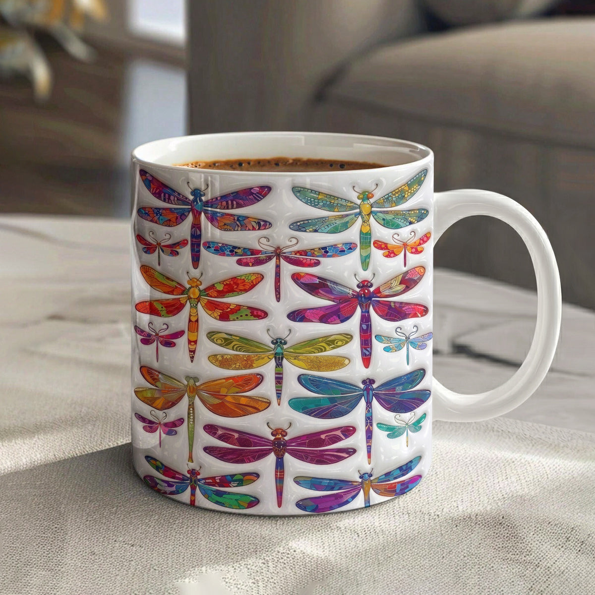 Dragonfly 11Oz Mug Puffy Radiant Dragonfly Garden Symphony