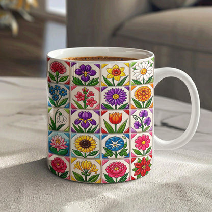 Floral Patchwork 11Oz Mug Every Month Holds Blossoms