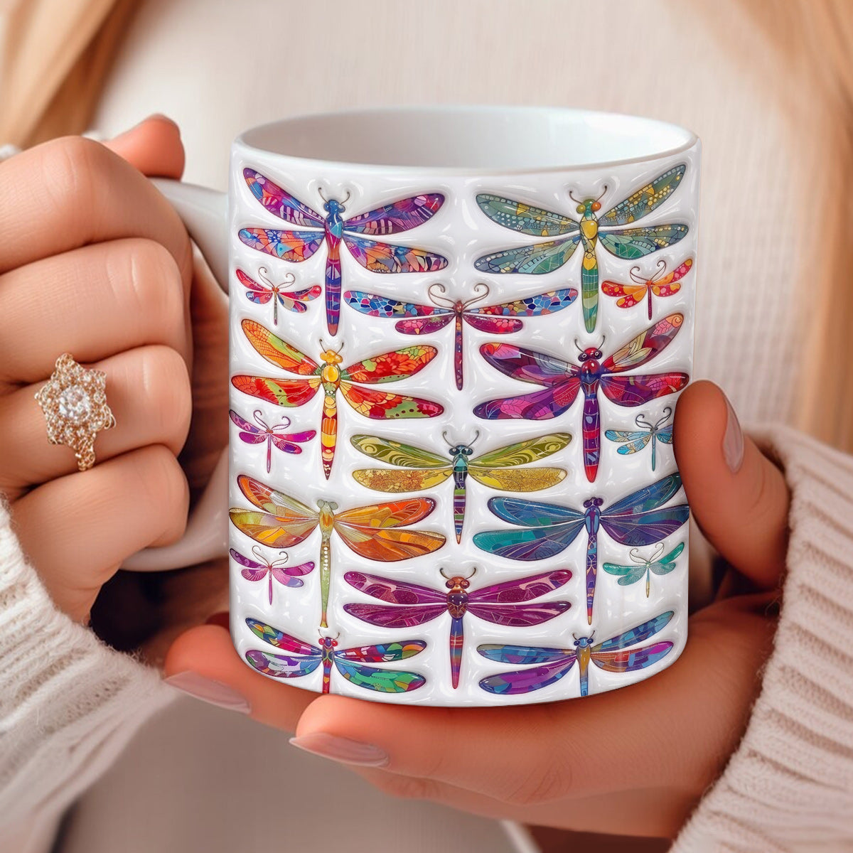 Dragonfly 11Oz Mug Puffy Radiant Dragonfly Garden Symphony